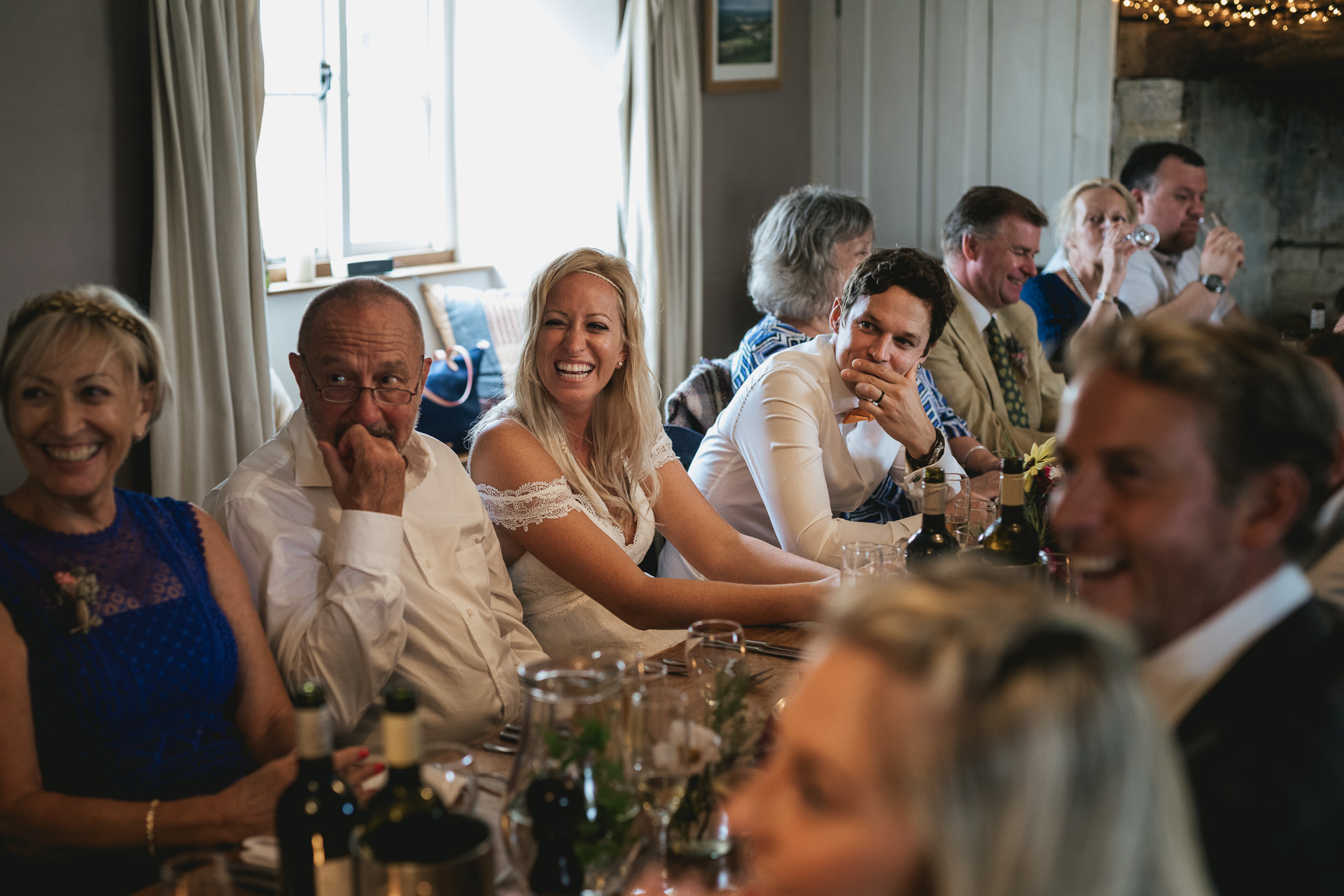 Wedding guests listening to chef's intro at River Cottage