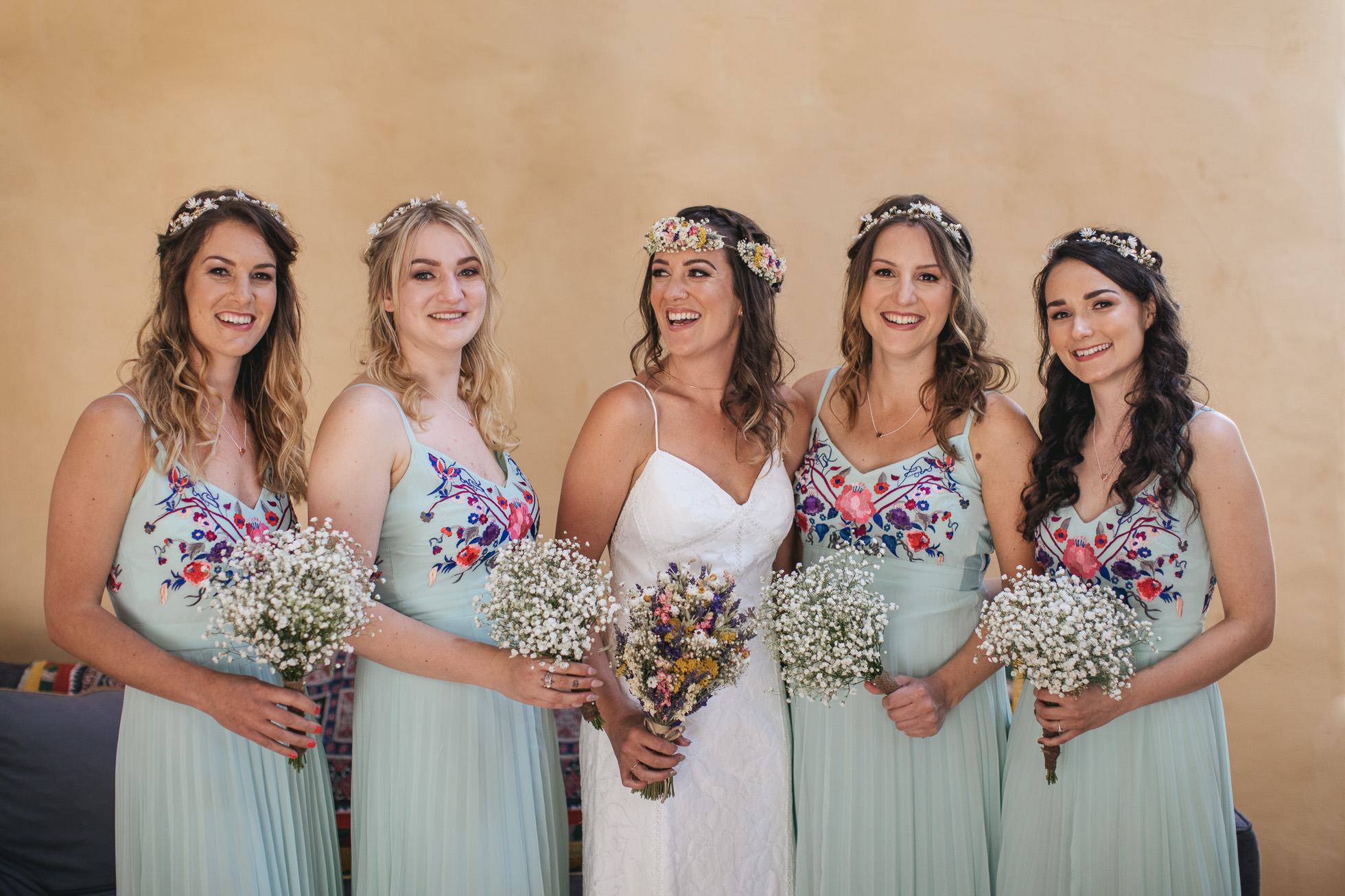 Group shot of bride and bridesmaids 