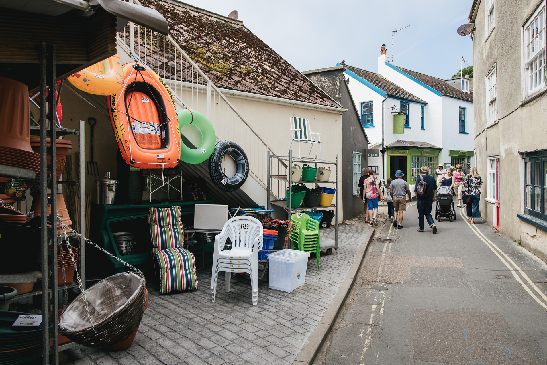 A seaside shop and side street in Lyme Regis
