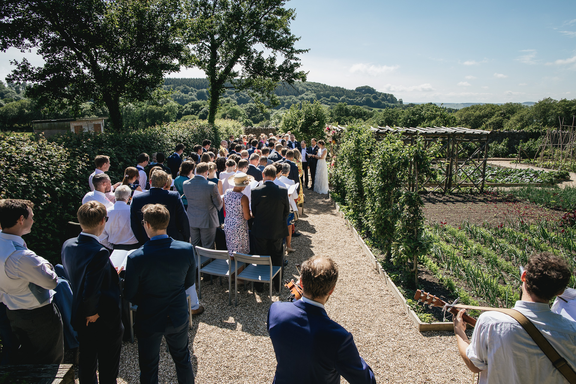 Outdoor wedding ceremony at River Cottage