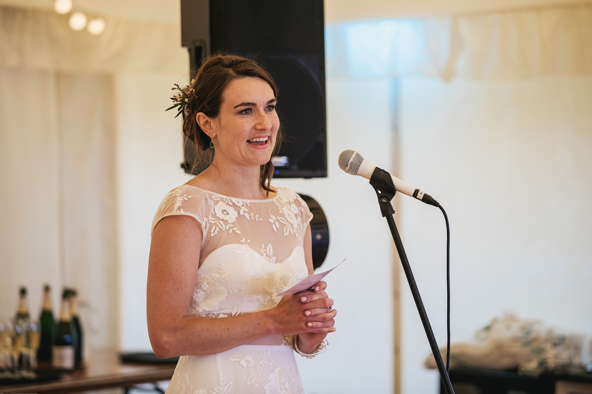Bride giving wedding speech