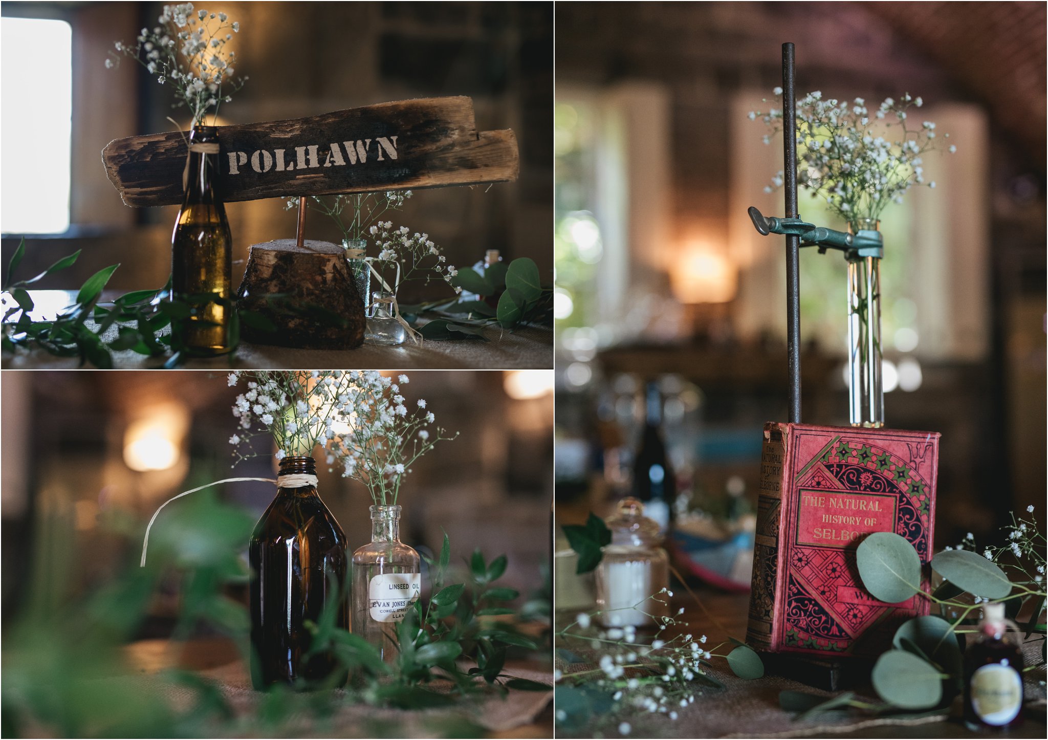 Rustic decorations for wedding tables