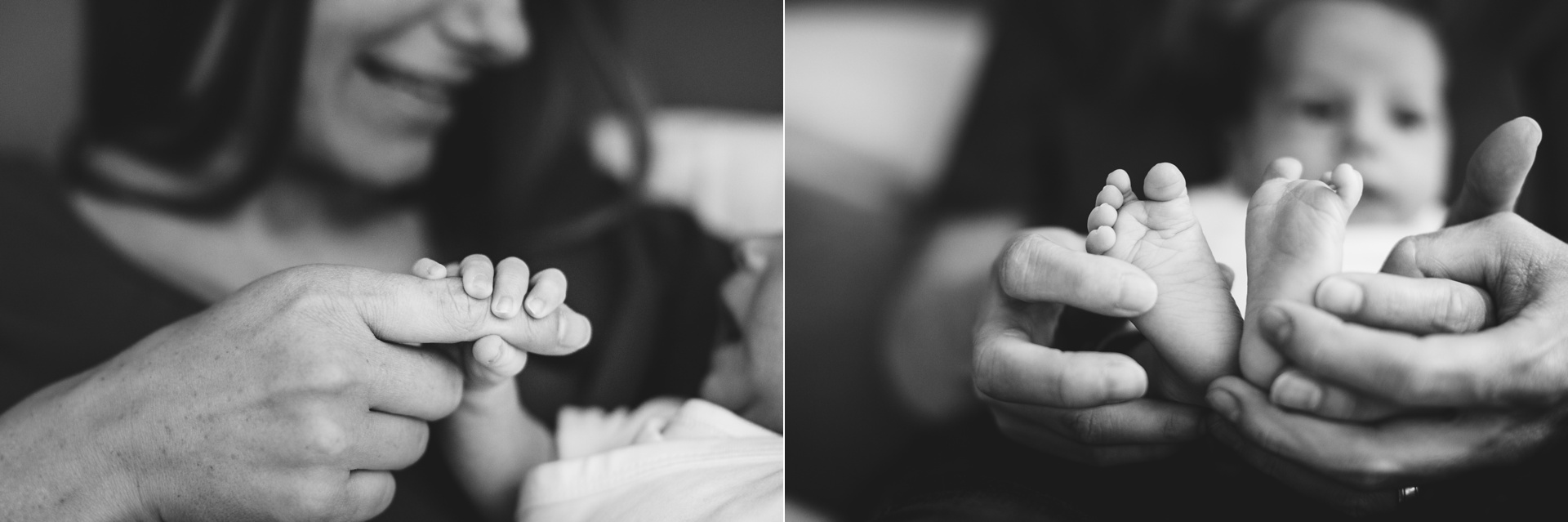 Close up images of baby's hands and feet