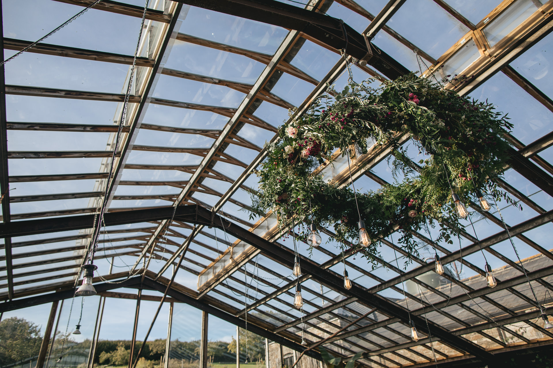 Beautiful floral installation hanging in Anran glasshouse
