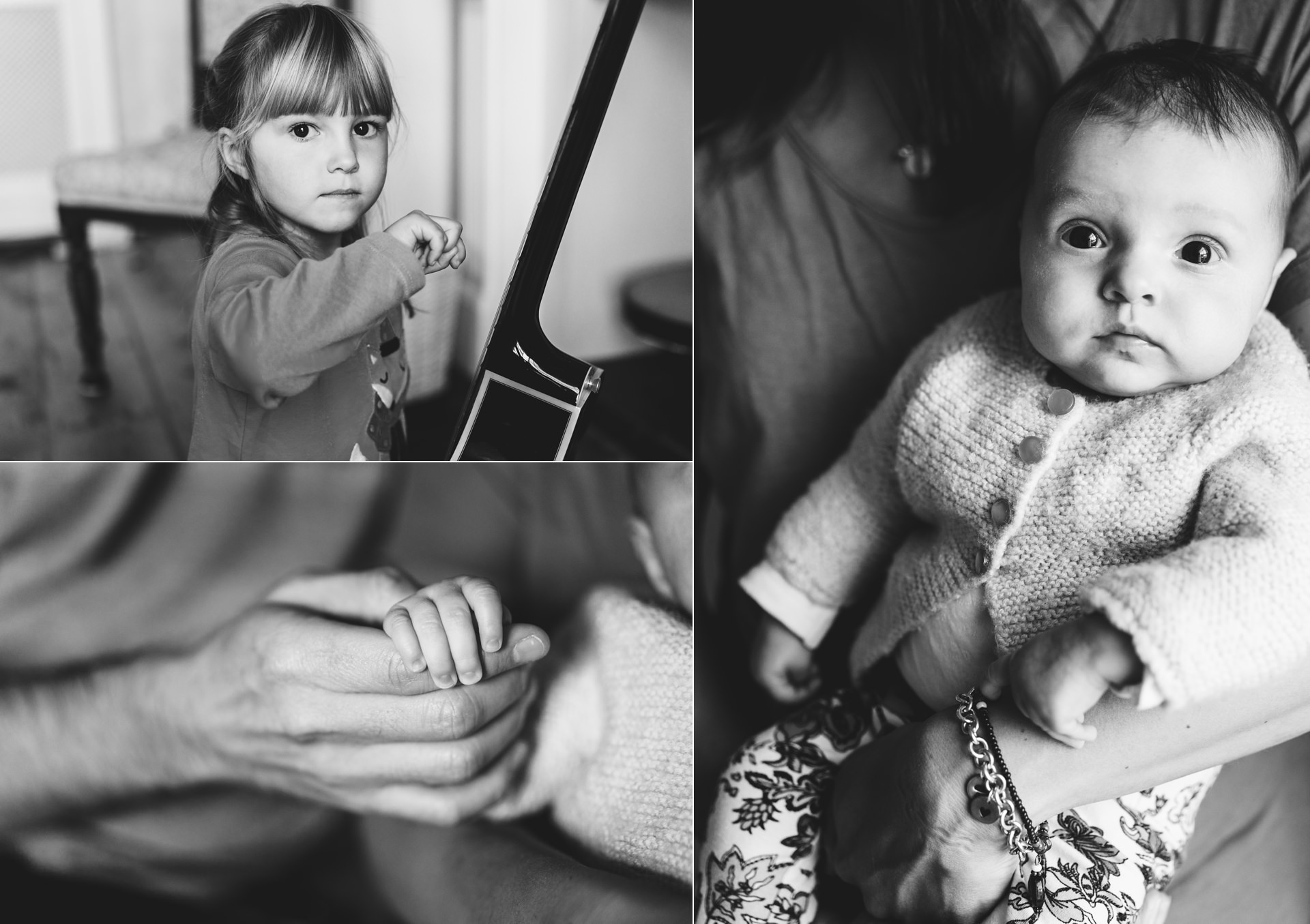 Black and white images of two young children