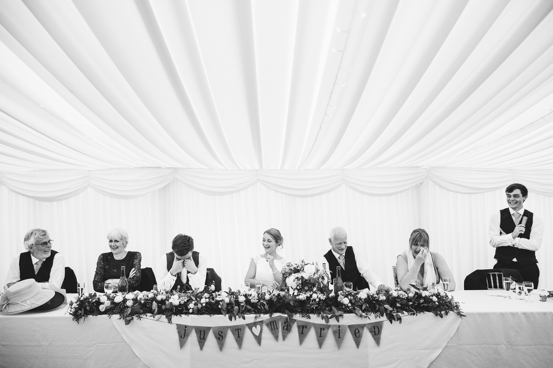 Top table during wedding speeches