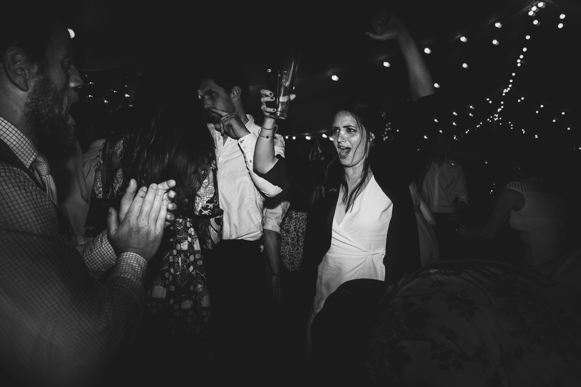Wedding guests partying on the dance floor