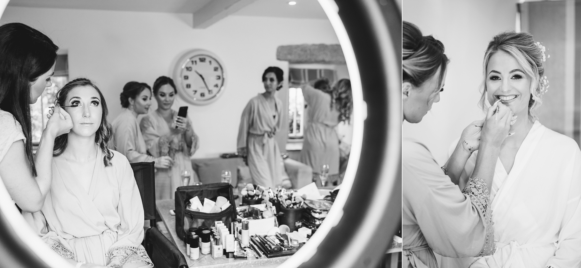 Bride and bridesmaids getting ready for a wedding