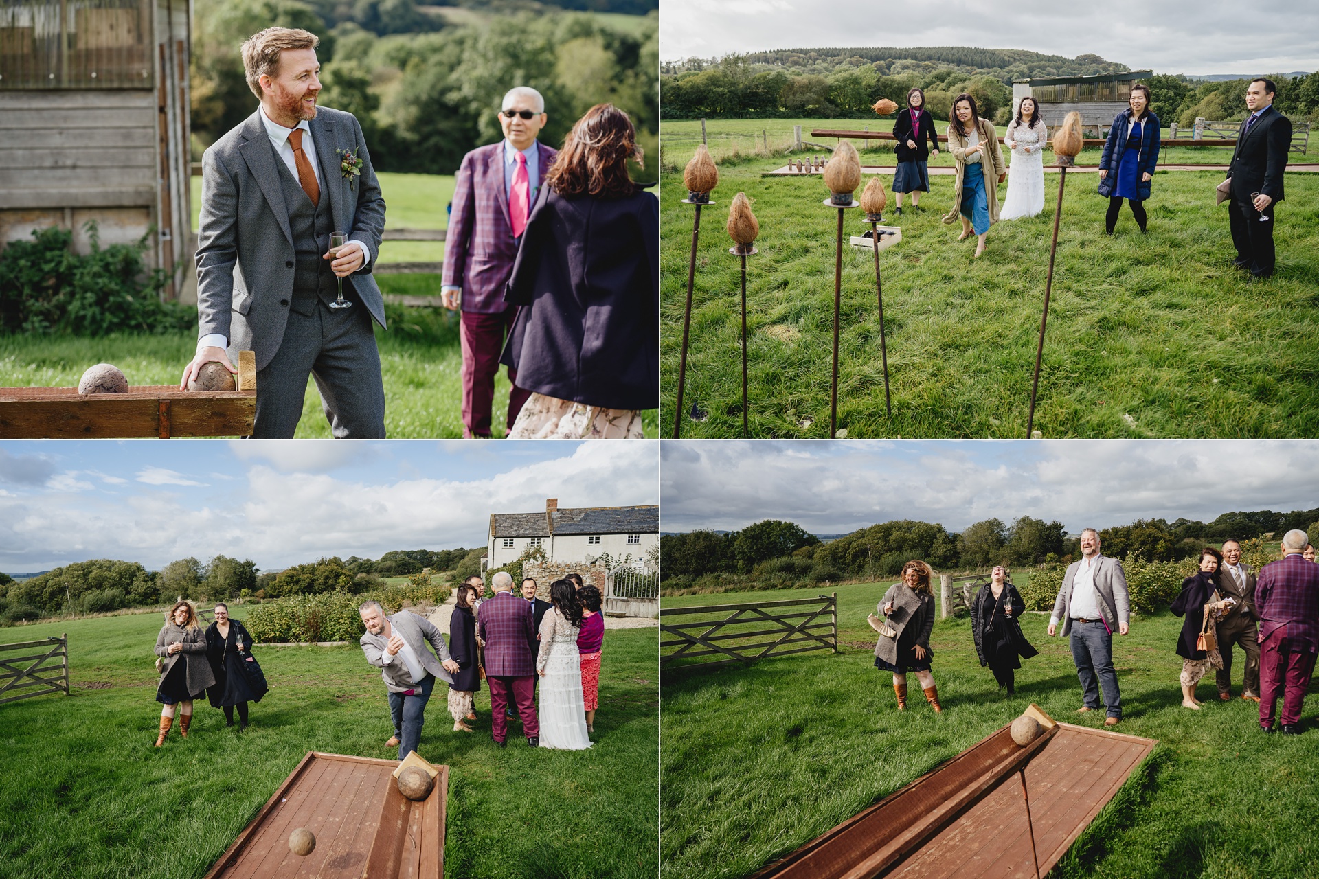 wedding guests playing outdoor games