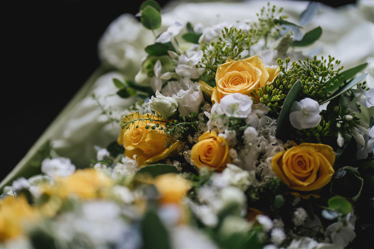 Yellow and white wedding bouquet