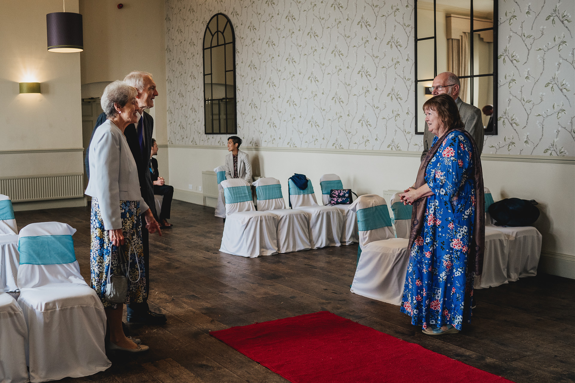 Brides' parents meeting at a social distance