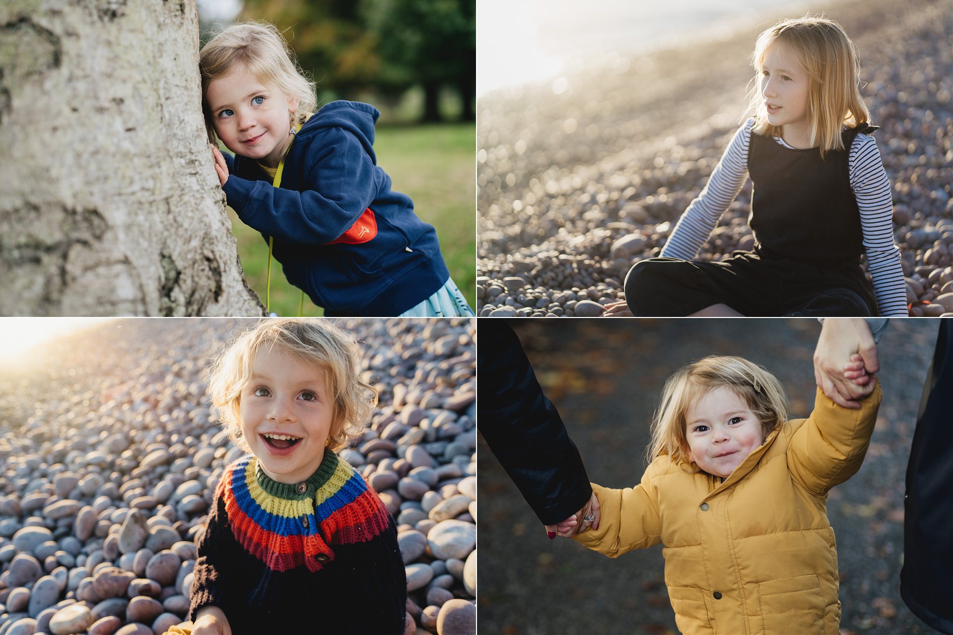 Four relaxed portraits of different children