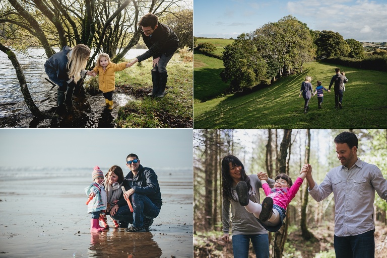 Family photographs in a range of different Devon locations