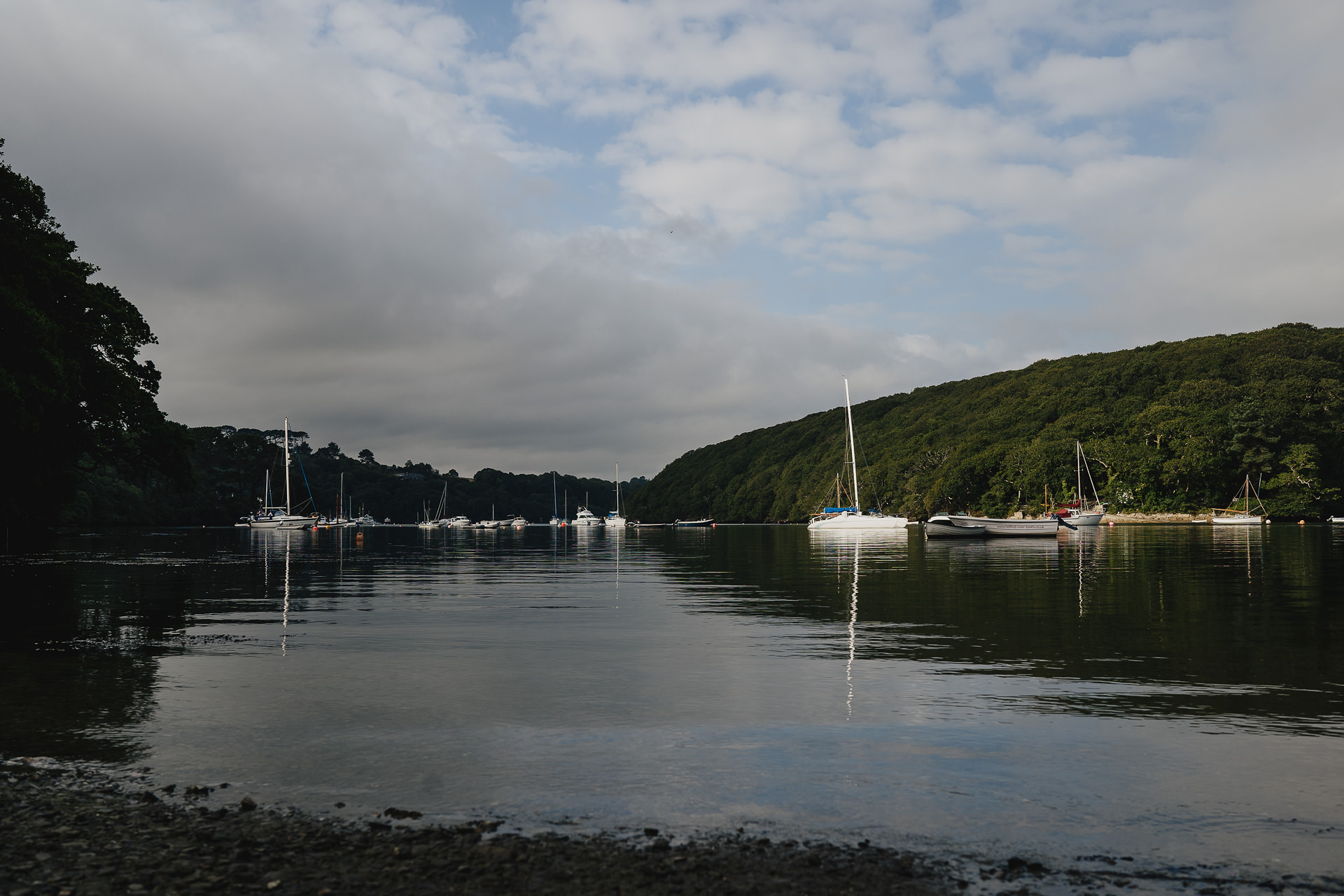 Boats on the River Helford in Cornwall