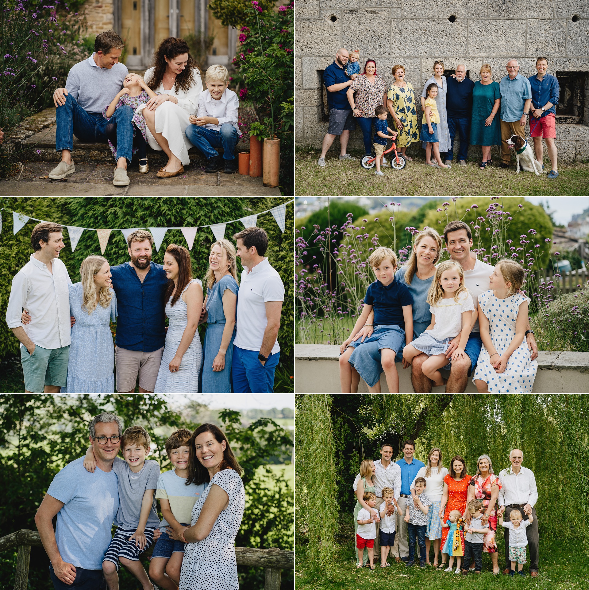 Series of family photography group portraits