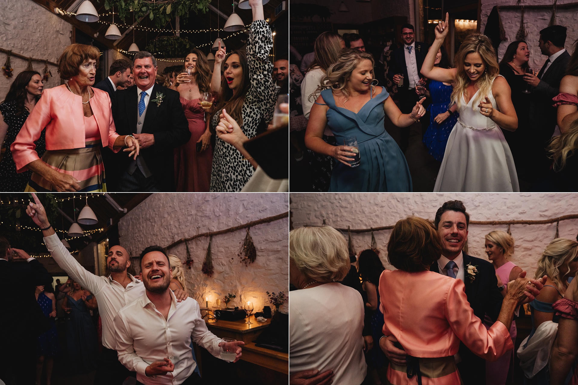 Guests dancing at a wedding at River Cottage