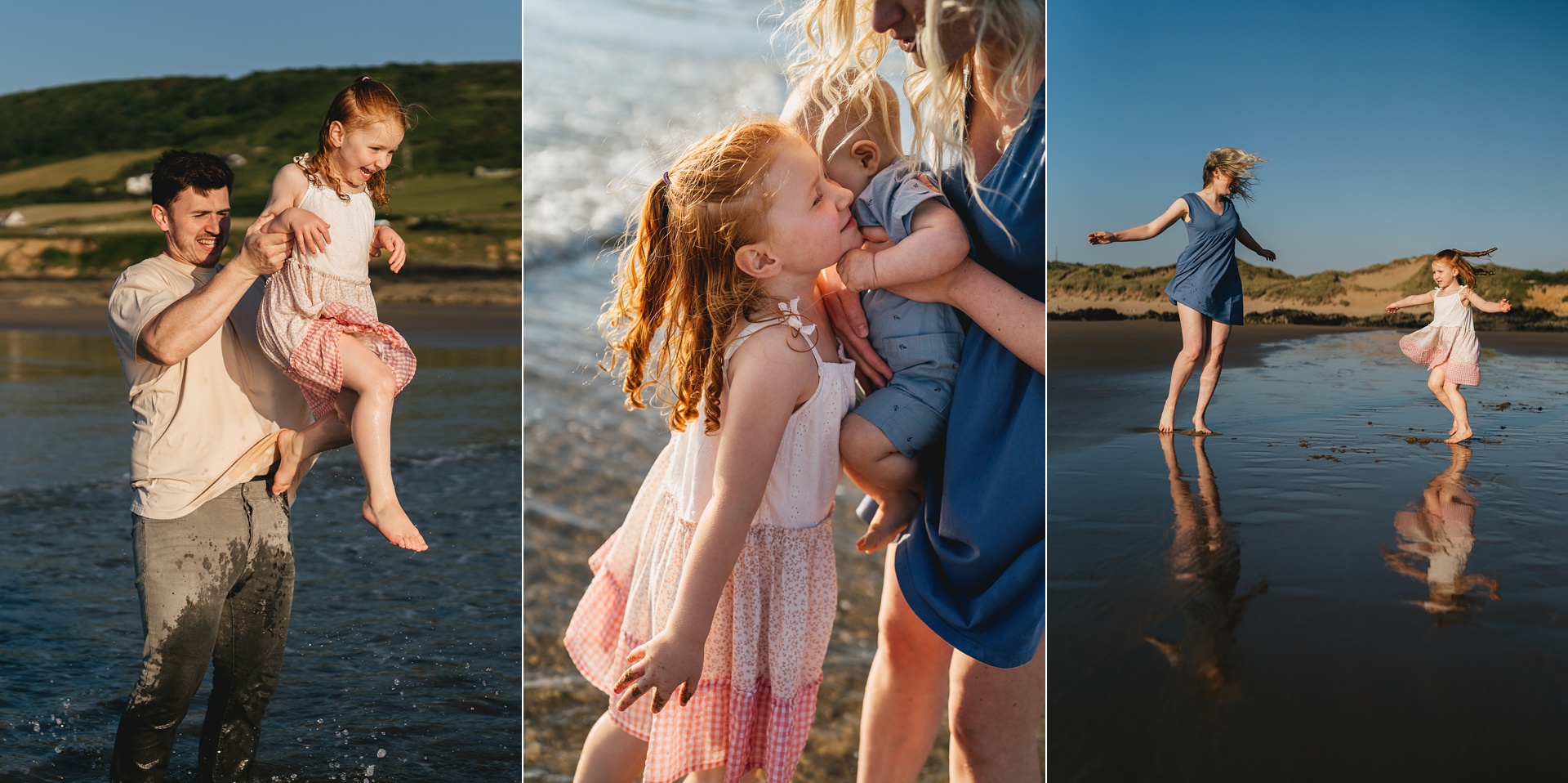 Selection of images from a session of family photography in North Devon