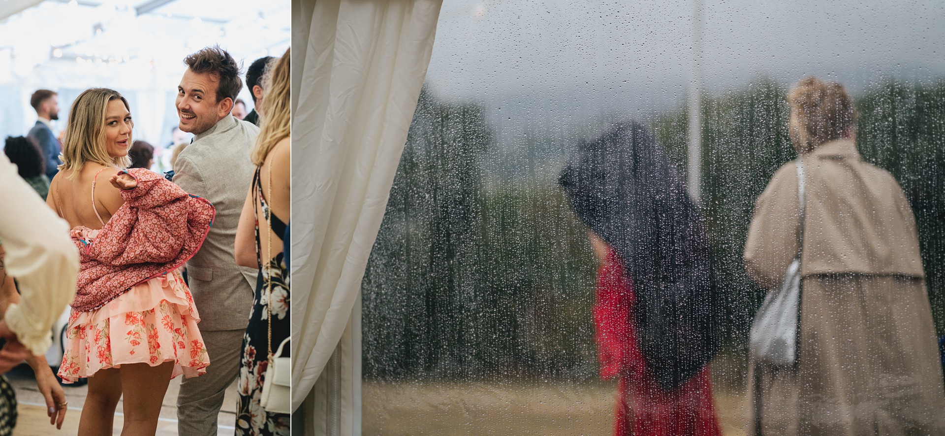 The rain outside a marquee with Dartmoor views