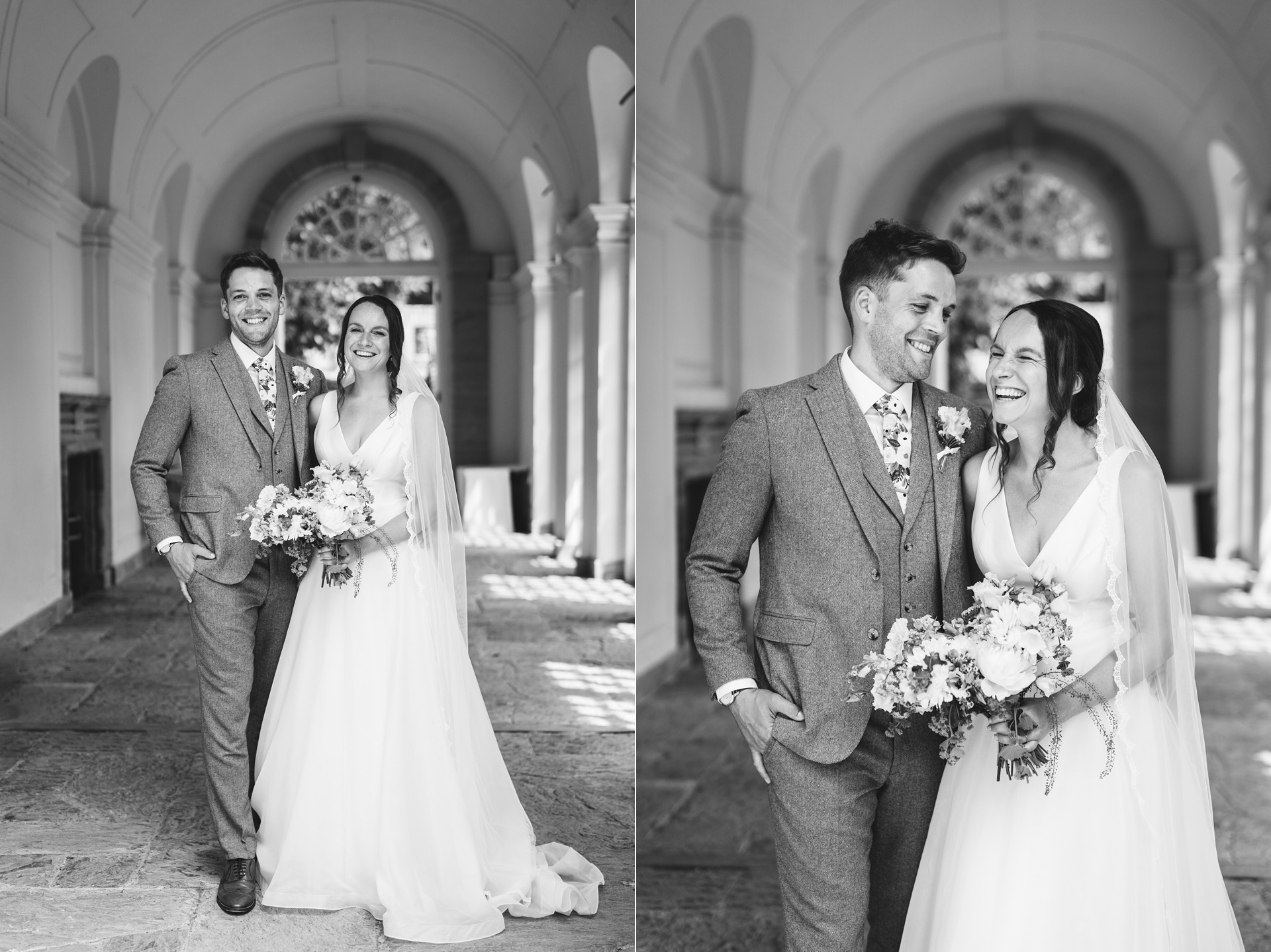 Portraits of a bride and groom at Hestercombe Gardens on their wedding day
