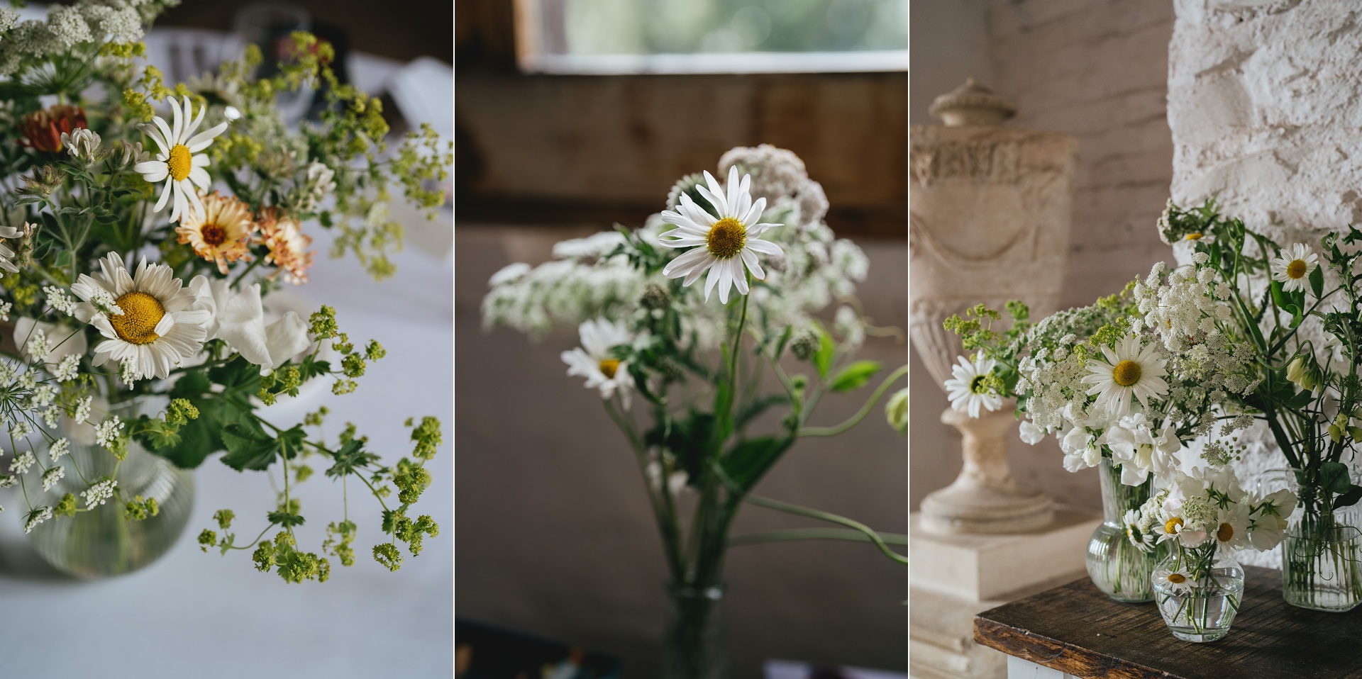 Close ups of natural floral arrangements