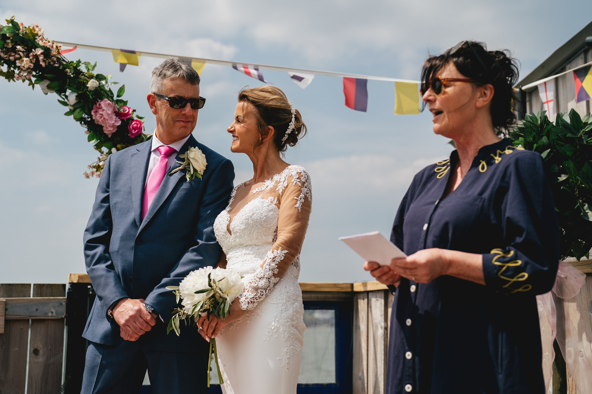 An outdoor wedding ceremony on the River Exe Cafe