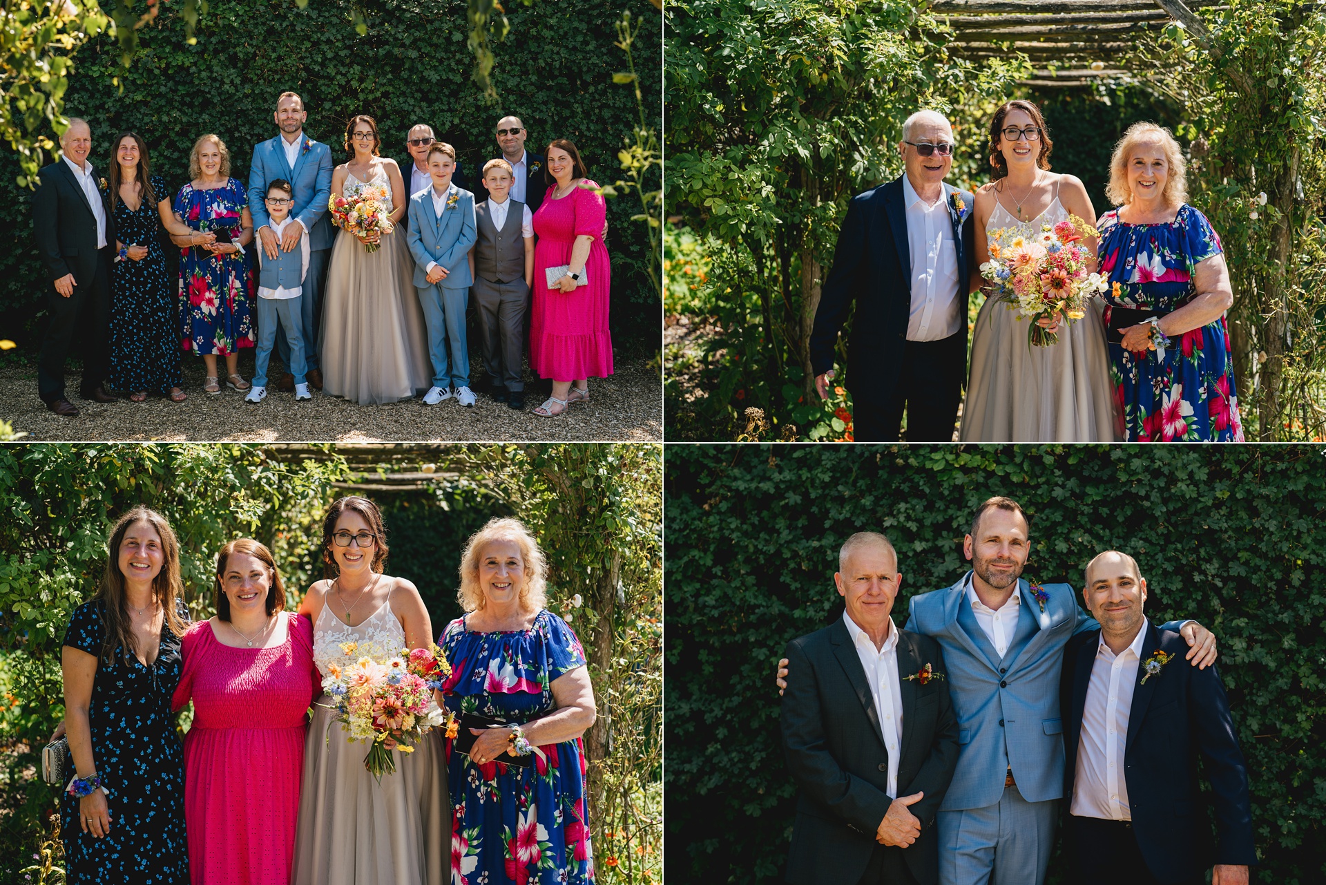 Group photos at a River Cottage wedding