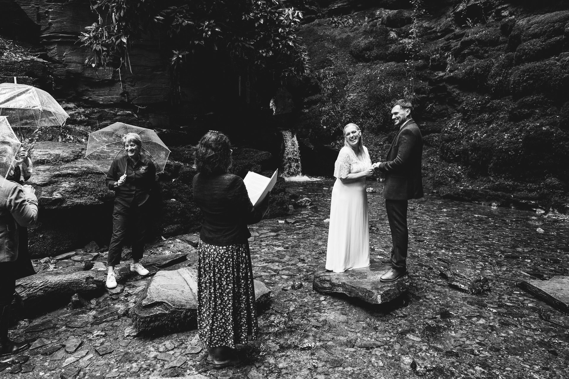 An elopement wedding ceremony at St Nectan's Glen