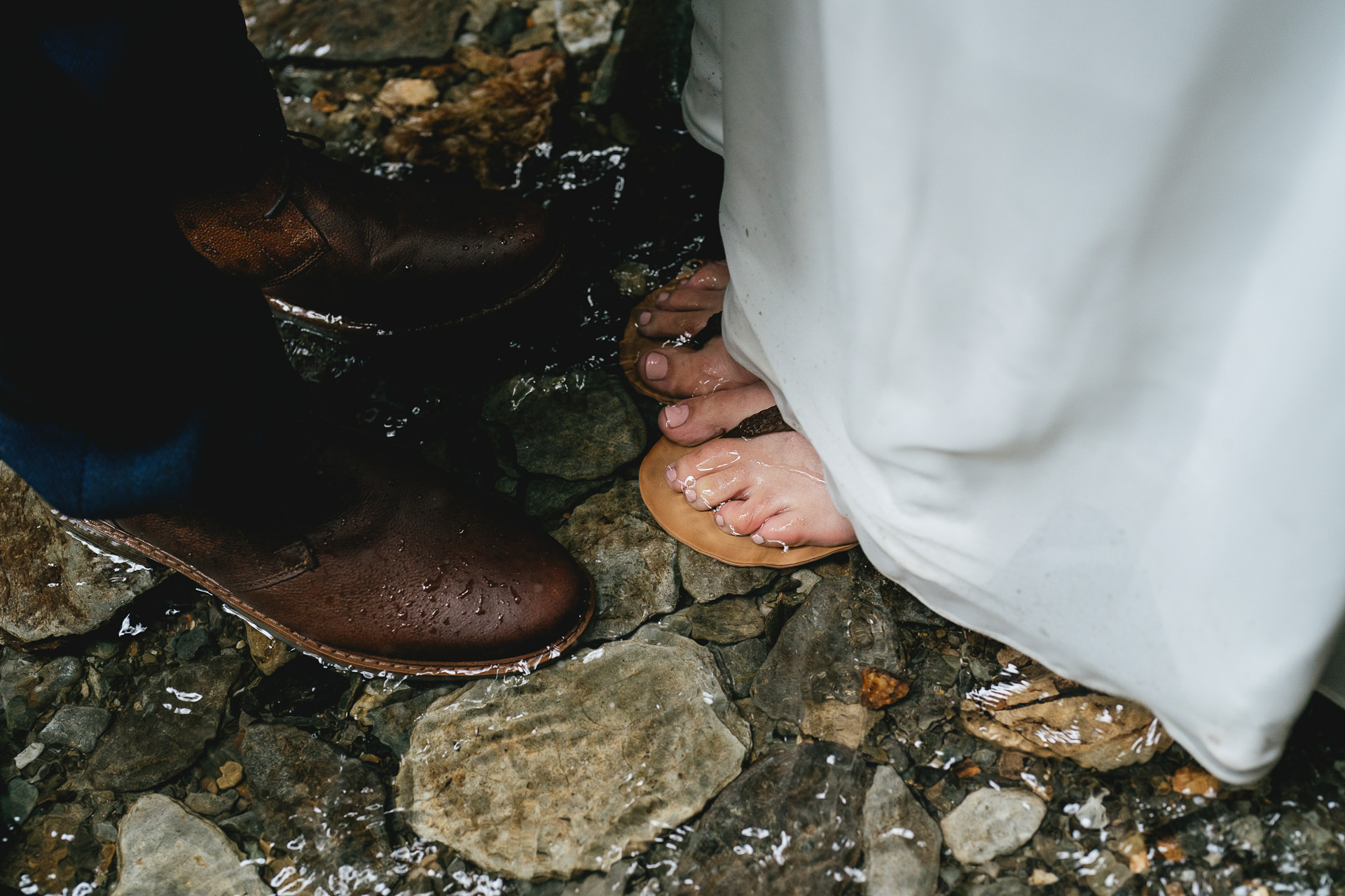 Feet standing in the water