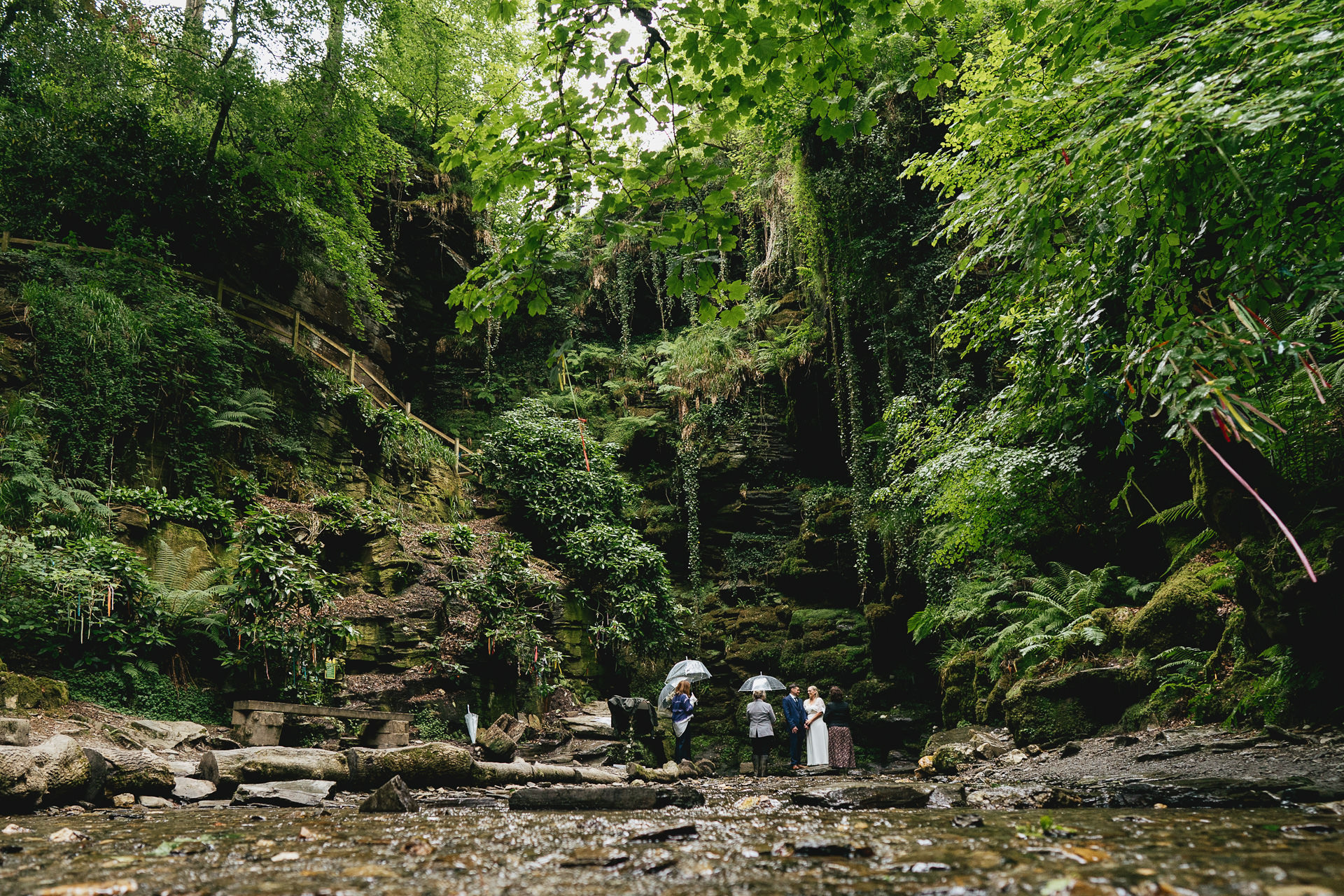 An elopement wedding at St Nectan's Glen in Cornwall