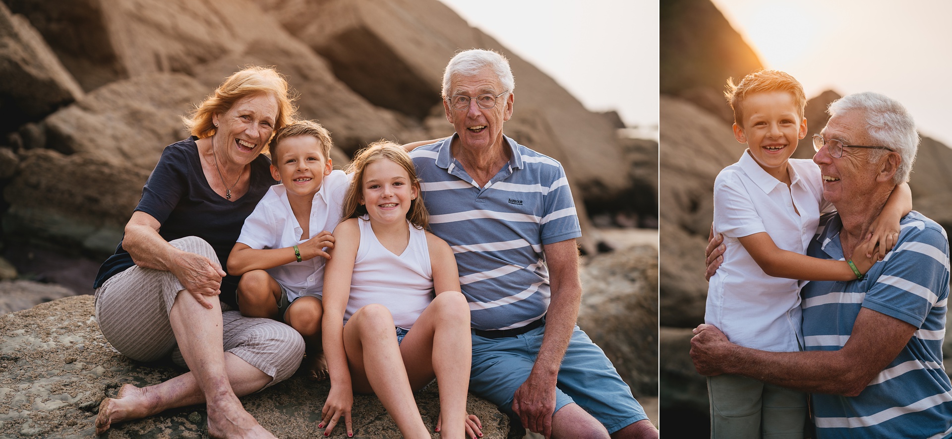 Grandparents on the beach with grandchildren 