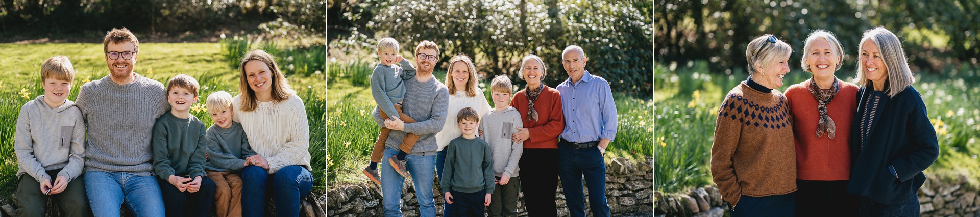 Relaxed family group photos from an extended family photography session in Somerset