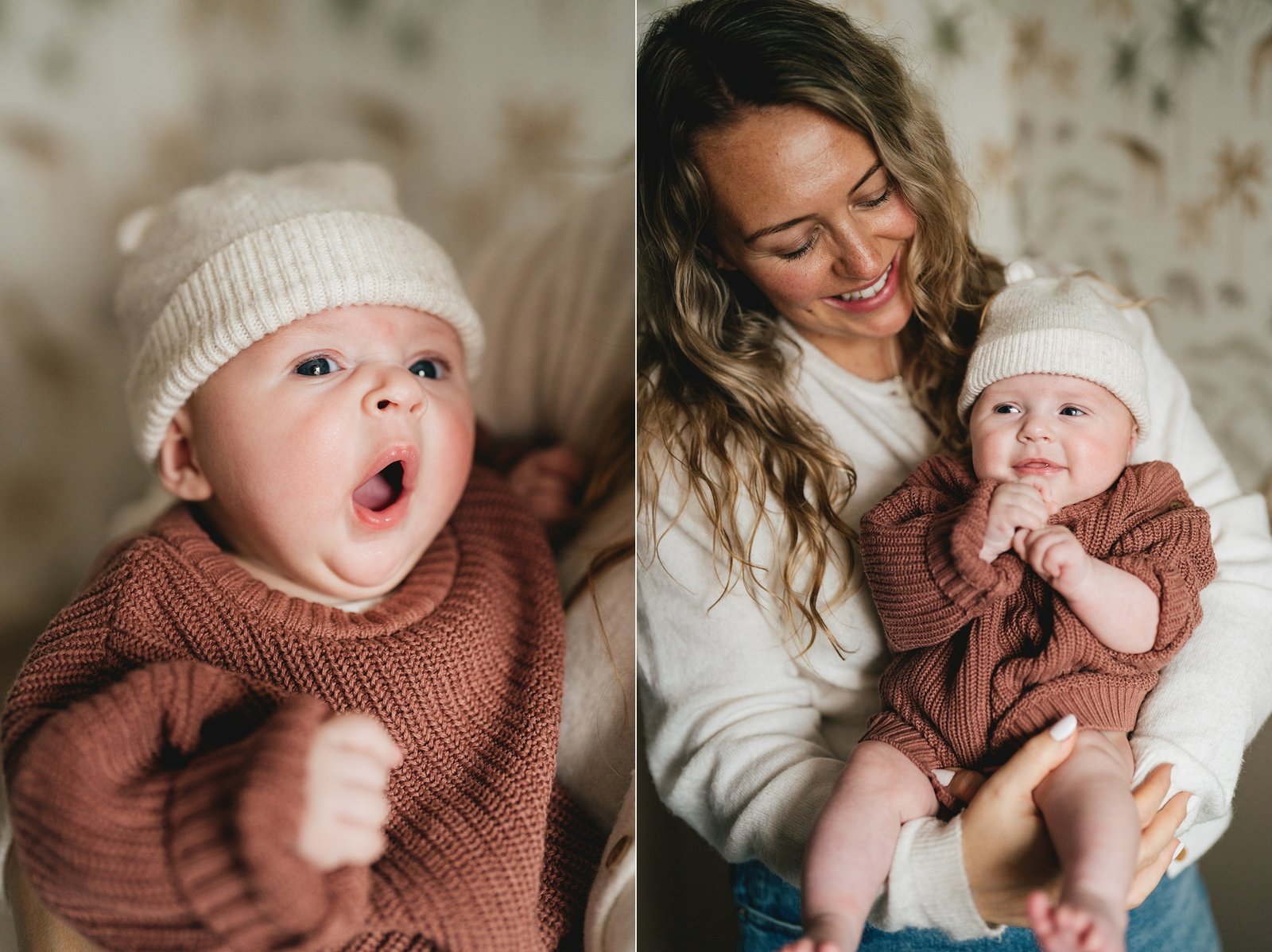 A mother and baby during a photography session at home in Exeter