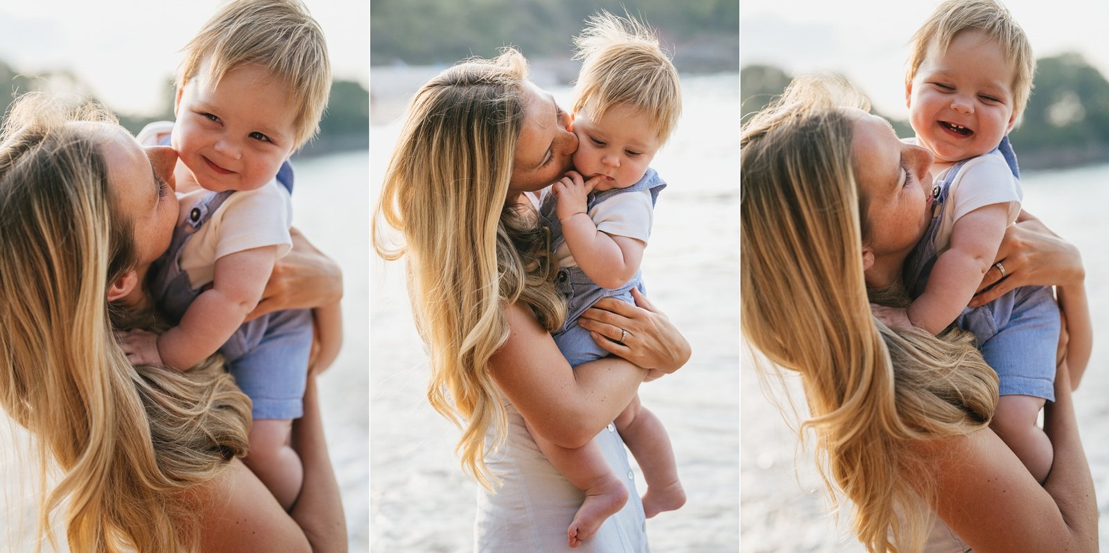 A father cuddling with his baby son during a Torbay family photo session with Helen Lisk Photography